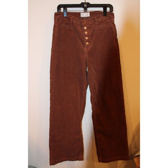 Gap High Rise Corduroy Stride Wide-Leg Pants brown button fly size 30/10 - Picture 6 of 11